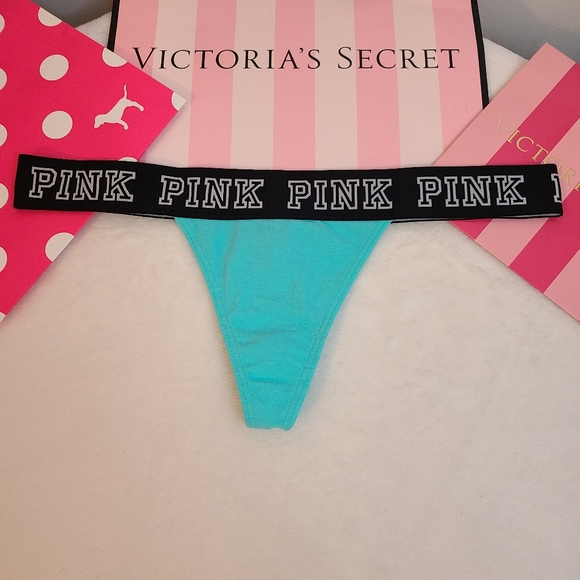 Y2K VS PINK Retired Thick Logo Band Cotton Extra Low Rise Thong Panty Size M - Picture 1 of 4